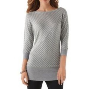 NWOT WHBM Sweater gray texture pattern tunic L